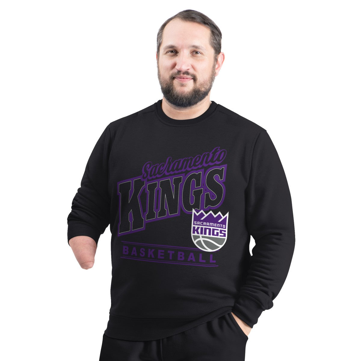 NBA Sacramento Kings G-III Sports by Carl Banks Adaptive Headliner Fleece Crewneck Sweatshirt