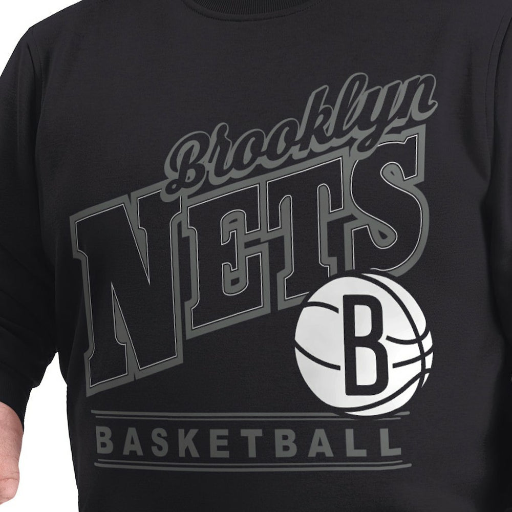 NBA Brooklyn Nets G-III Sports by Carl Banks Adaptive Headliner Fleece Crewneck Sweatshirt