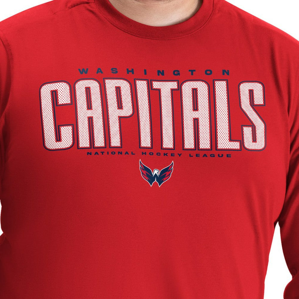 NHL Red Washington Capitals G-III Sports by Carl Banks Adaptive Mesh Effect Long Sleeve T-Shirt