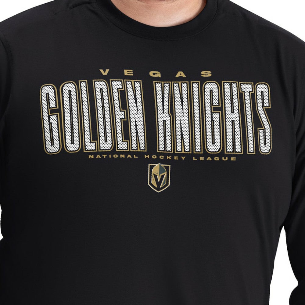 NHL Black Vegas Golden Knights G-III Sports by Carl Banks Adaptive Mesh Effect Long Sleeve T-Shirt