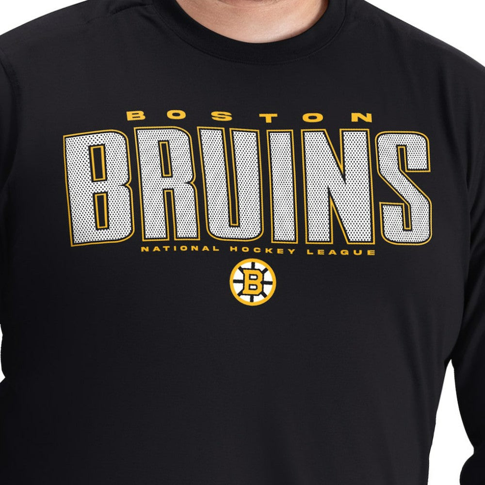 NHL Black Boston Bruins G-III Sports by Carl Banks Adaptive Mesh Effect Long Sleeve T-Shirt