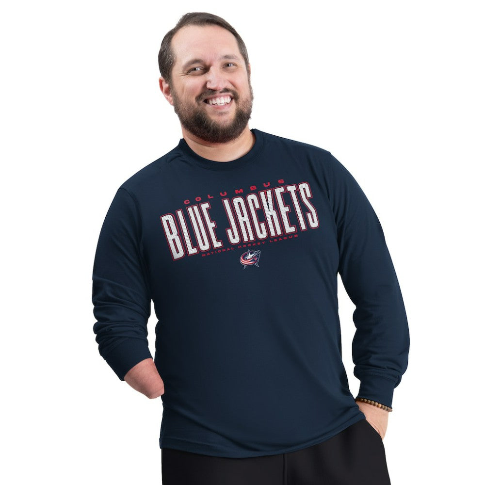 NHL Navy Columbus Blue Jackets G-III Sports by Carl Banks Adaptive Mesh Effect Long Sleeve T-Shirt