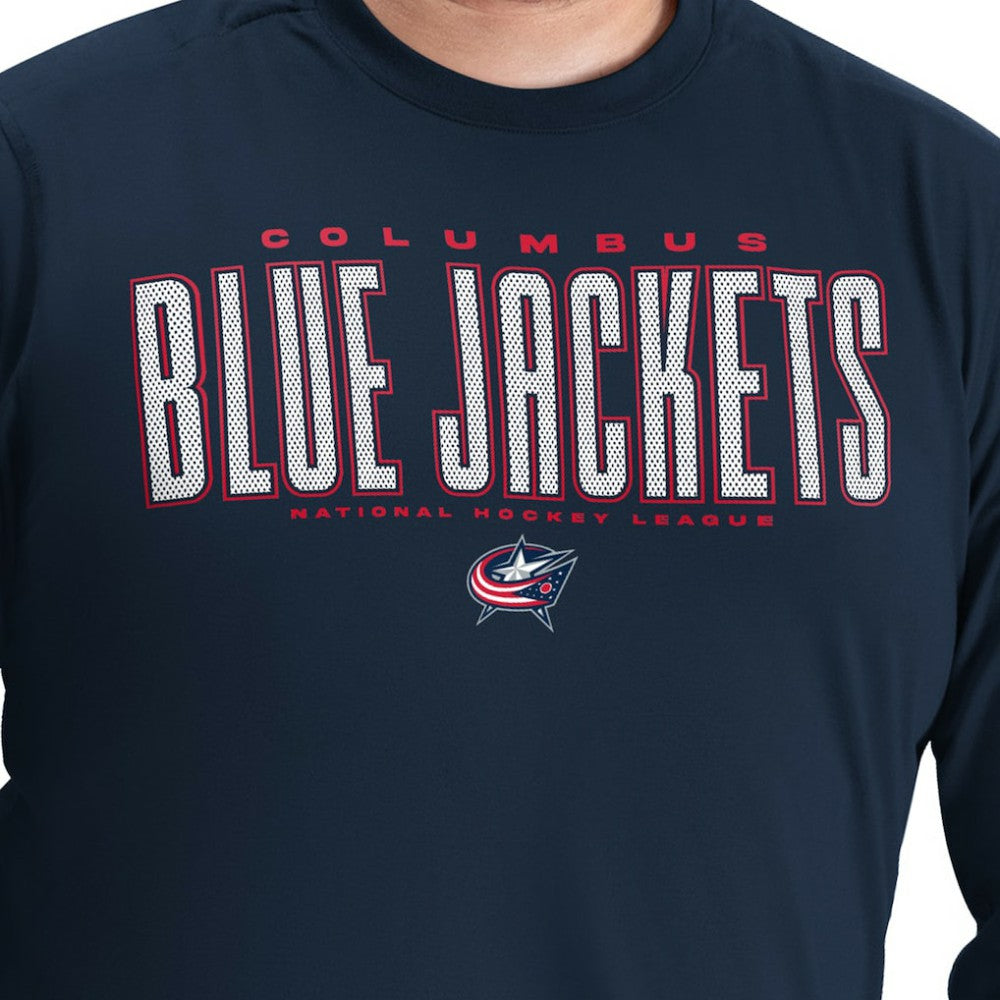 NHL Navy Columbus Blue Jackets G-III Sports by Carl Banks Adaptive Mesh Effect Long Sleeve T-Shirt