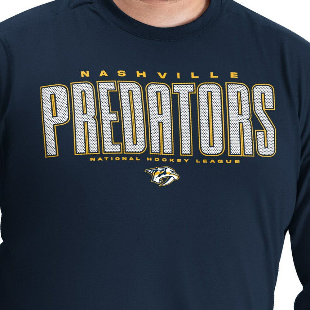 NHL Navy Nashville Predators G-III Sports by Carl Banks Adaptive Mesh Effect Long Sleeve T-Shirt