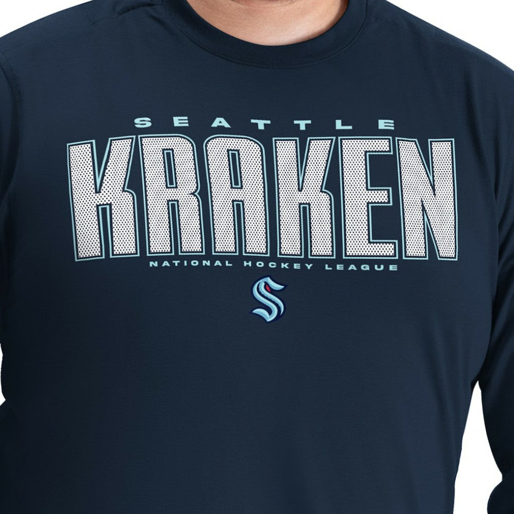 NHL Deep Sea Blue Seattle Kraken G-III Sports by Carl Banks Adaptive Mesh Effect Long Sleeve T-Shirt