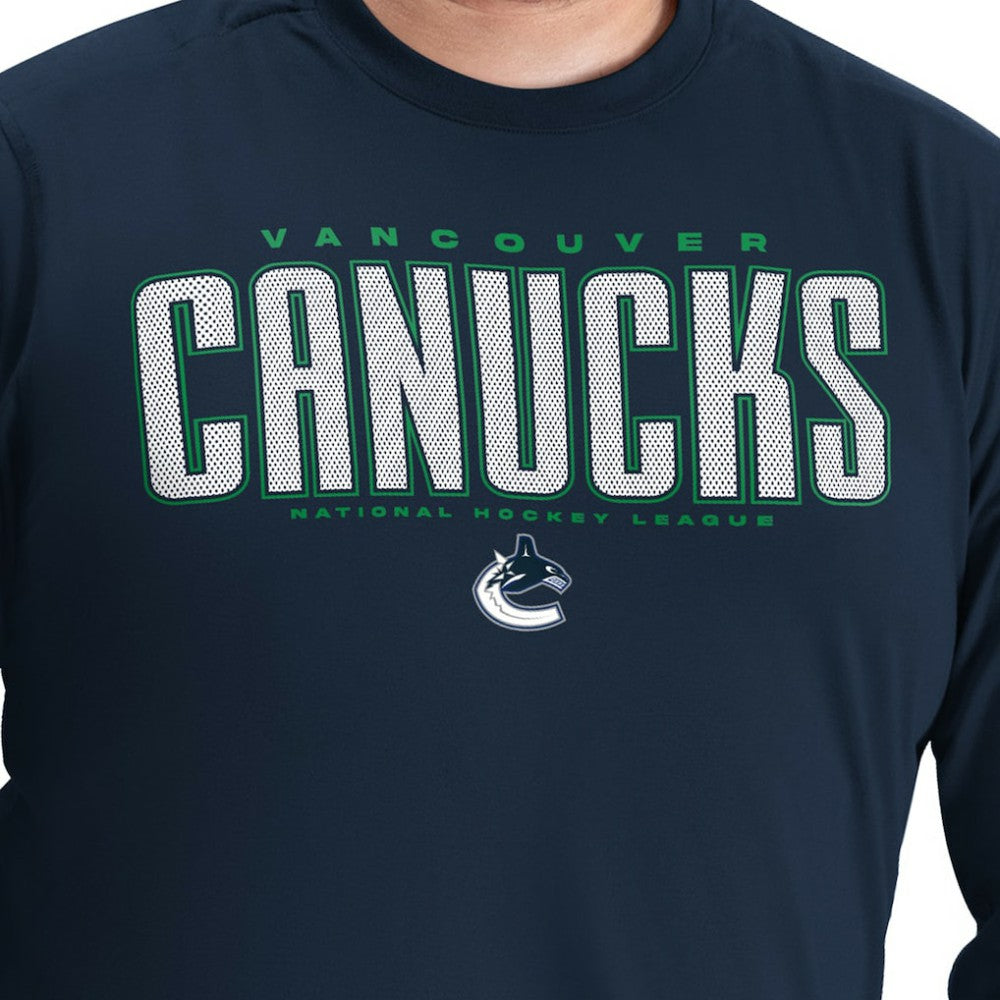NHL Blue Vancouver Canucks G-III Sports by Carl Banks Adaptive Mesh Effect Long Sleeve T-Shirt