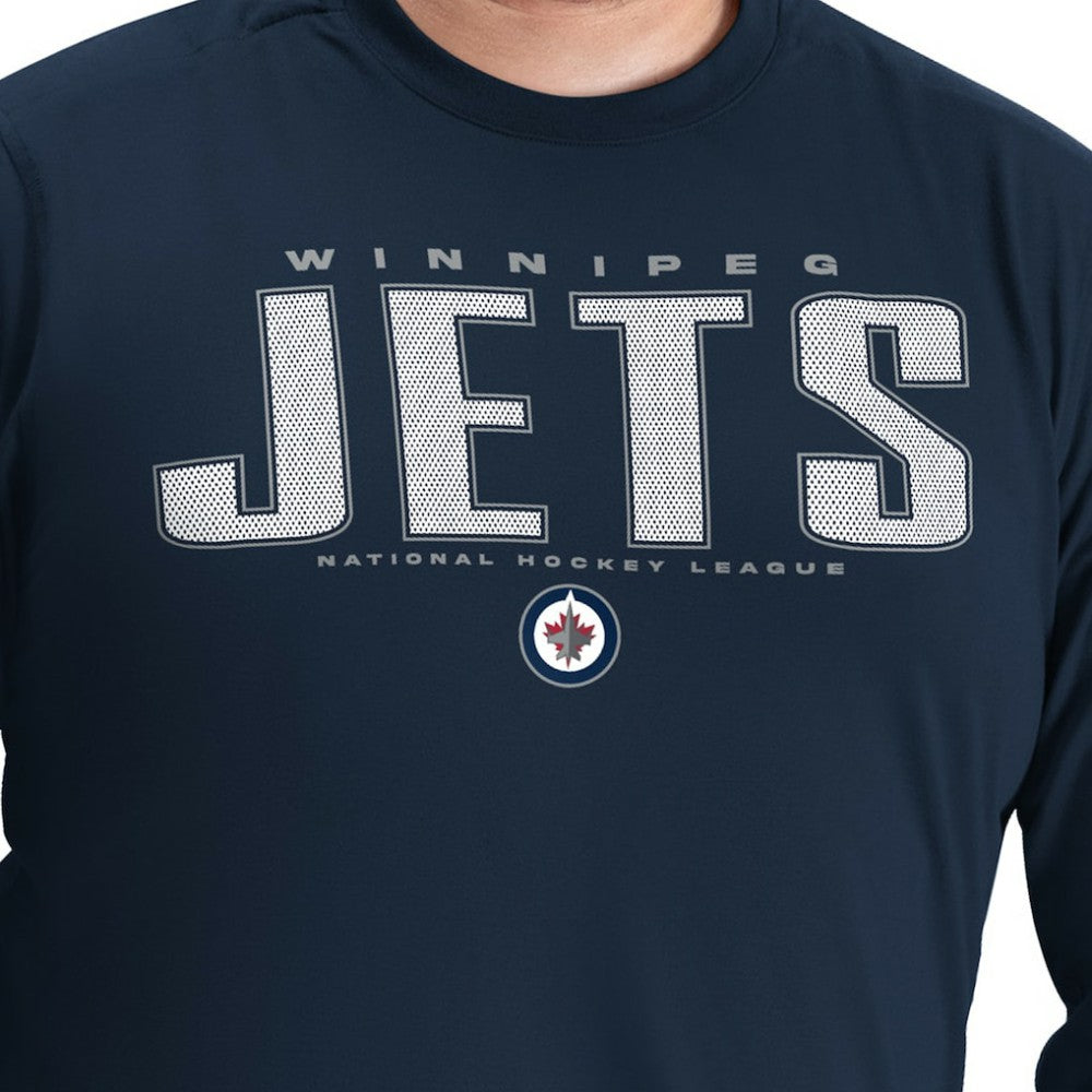 NHL Navy Winnipeg Jets G-III Sports by Carl Banks Adaptive Mesh Effect Long Sleeve T-Shirt