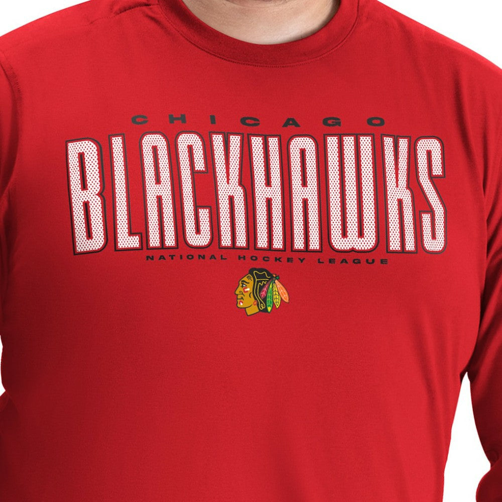 NHL Red Chicago Blackhawks G-III Sports by Carl Banks Adaptive Mesh Effect Long Sleeve T-Shirt