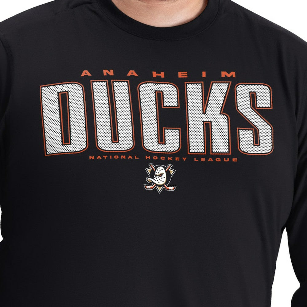NHL Black Anaheim Ducks G-III Sports by Carl Banks Adaptive Mesh Effect Long Sleeve T-Shirt