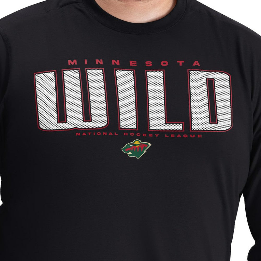 NHL Black Minnesota Wild G-III Sports by Carl Banks Adaptive Mesh Effect Long Sleeve T-Shirt