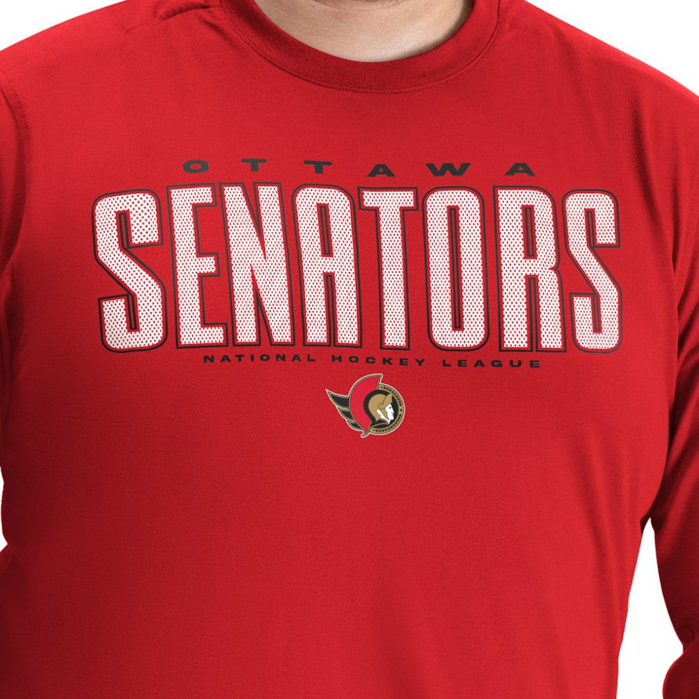 NHL Red Ottawa Senators G-III Sports by Carl Banks Adaptive Mesh Effect Long Sleeve T-Shirt