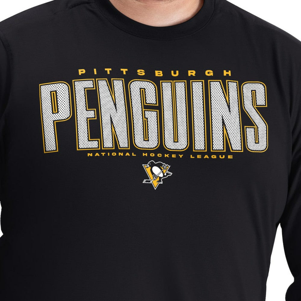 NHL Black Pittsburgh Penguins G-III Sports by Carl Banks Adaptive Mesh Effect Long Sleeve T-Shirt
