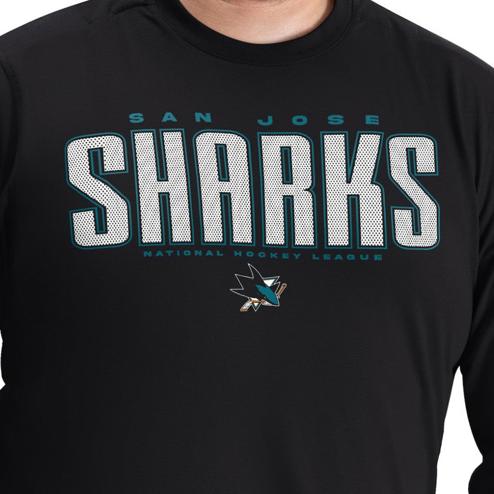 NHL Black San Jose Sharks G-III Sports by Carl Banks Adaptive Mesh Effect Long Sleeve T-Shirt