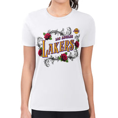 NBA Los Angeles Lakers G-III 4Her by Carl Banks Women's Super-Slim Fit Lightweight Roses Crew Neck T-Shirt