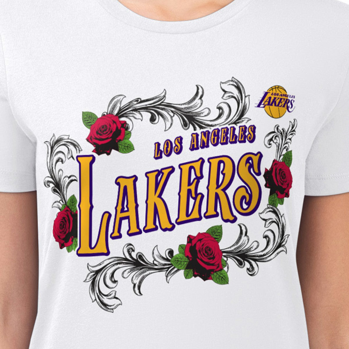 NBA Los Angeles Lakers G-III 4Her by Carl Banks Women's Super-Slim Fit Lightweight Roses Crew Neck T-Shirt