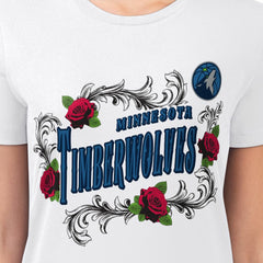 NBA Minnesota Timberwolves G-III 4Her by Carl Banks Women's Super-Slim Fit Lightweight Roses Crew Neck T-Shirt