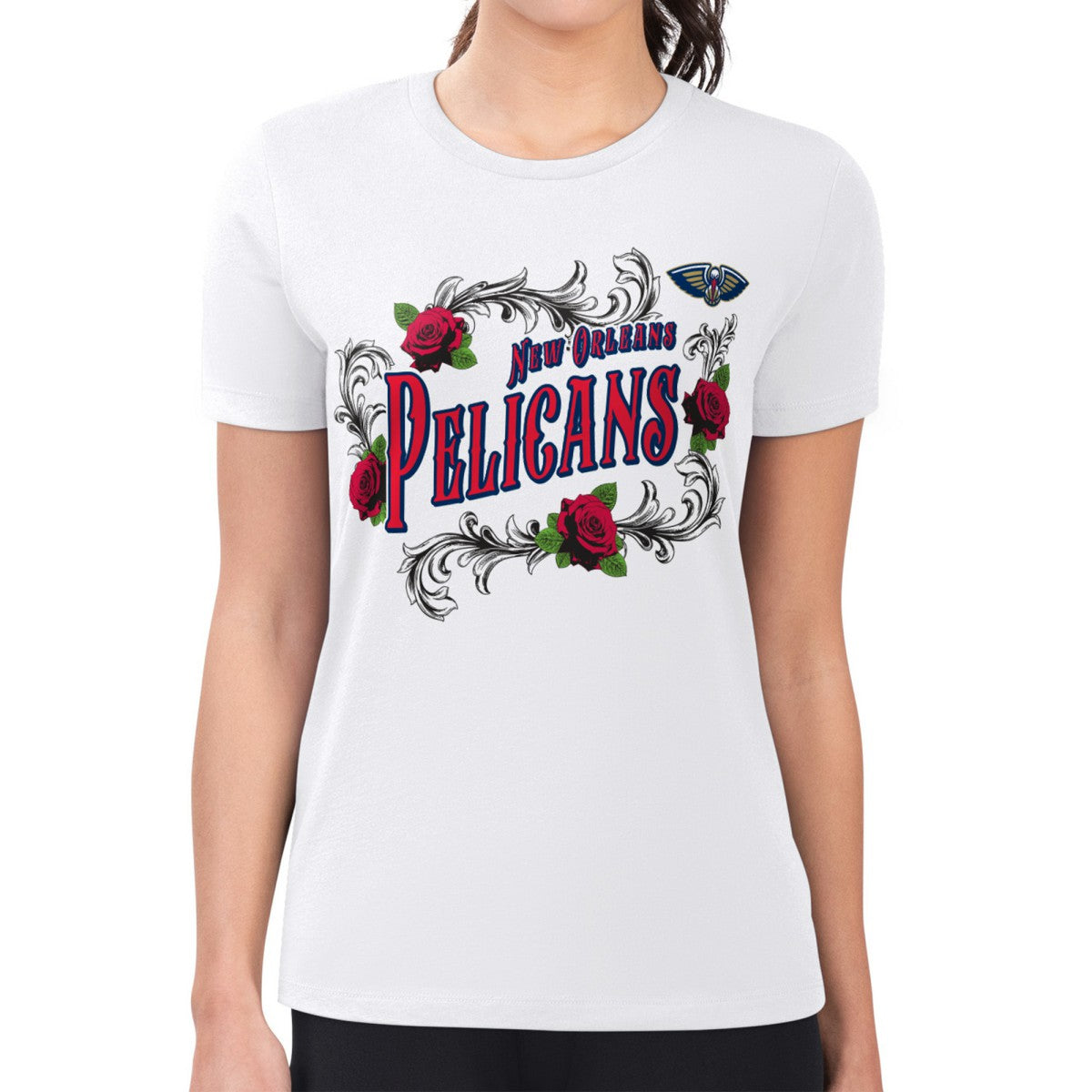 NBA New Orleans Pelicans G-III 4Her by Carl Banks Women's Super-Slim Fit Lightweight Roses Crew Neck T-Shirt