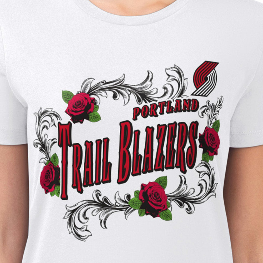 NBA Portland Trail Blazers G-III 4Her by Carl Banks Women's Super-Slim Fit Lightweight Roses Crew Neck T-Shirt