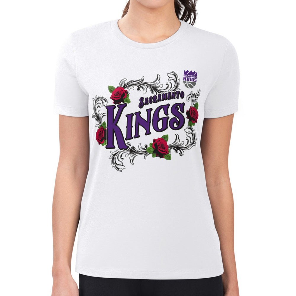 NBA Sacramento Kings G-III 4Her by Carl Banks Women's Super-Slim Fit Lightweight Roses Crew Neck T-Shirt