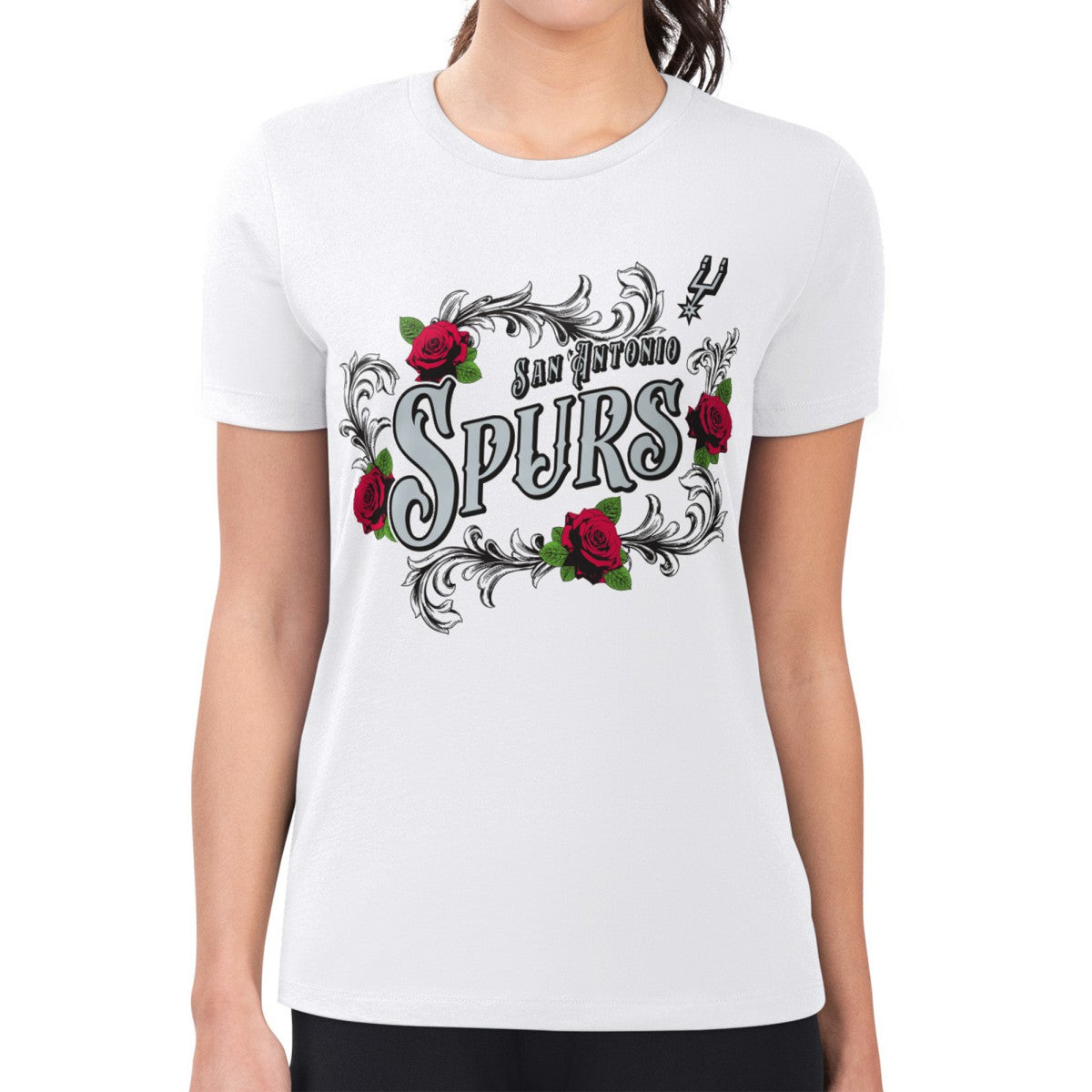 NBA San Antonio Spurs G-III 4Her by Carl Banks Women's Super-Slim Fit Lightweight Roses Crew Neck T-Shirt