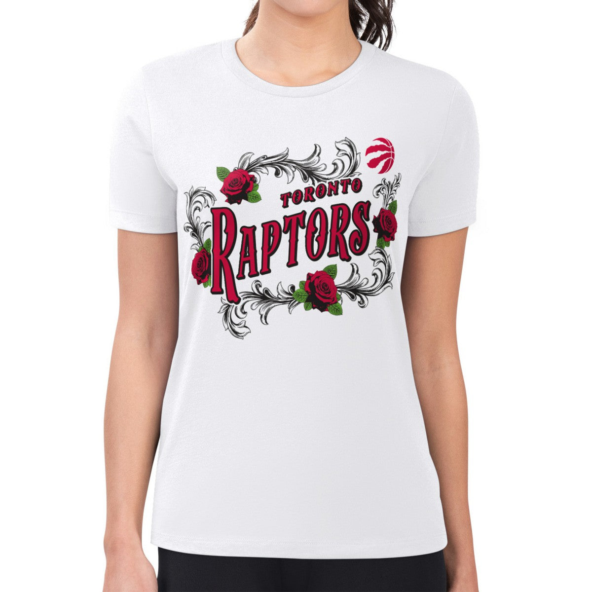 NBA Toronto Raptors G-III 4Her by Carl Banks Women's Super-Slim Fit Lightweight Roses Crew Neck T-Shirt