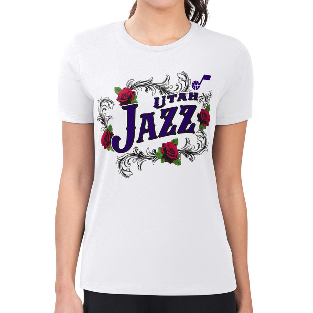 NBA Utah Jazz G-III 4Her by Carl Banks Women's Super-Slim Fit Lightweight Roses Crew Neck T-Shirt