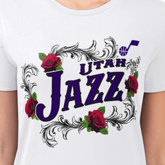 NBA Utah Jazz G-III 4Her by Carl Banks Women's Super-Slim Fit Lightweight Roses Crew Neck T-Shirt