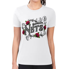NBA Brooklyn Nets G-III 4Her by Carl Banks Women's Super-Slim Fit Lightweight Roses Crew Neck T-Shirt