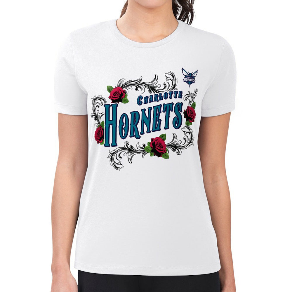 NBA Charlotte Hornets G-III 4Her by Carl Banks Women's Super-Slim Fit Lightweight Roses Crew Neck T-Shirt