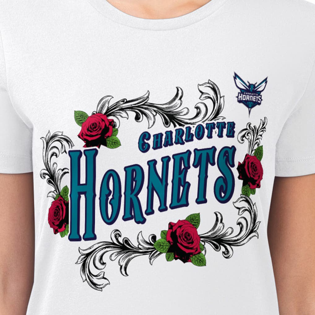 NBA Charlotte Hornets G-III 4Her by Carl Banks Women's Super-Slim Fit Lightweight Roses Crew Neck T-Shirt