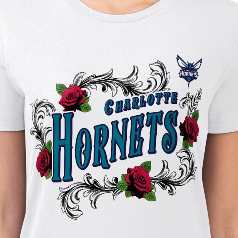 NBA Charlotte Hornets G-III 4Her by Carl Banks Women's Super-Slim Fit Lightweight Roses Crew Neck T-Shirt