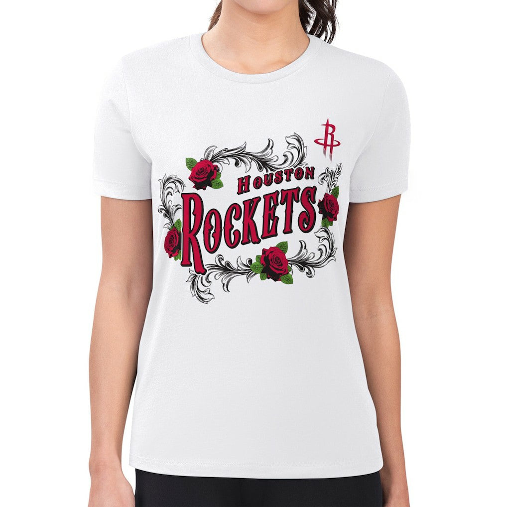NBA Houston Rockets G-III 4Her by Carl Banks Women's Super-Slim Fit Lightweight Roses Crew Neck T-Shirt