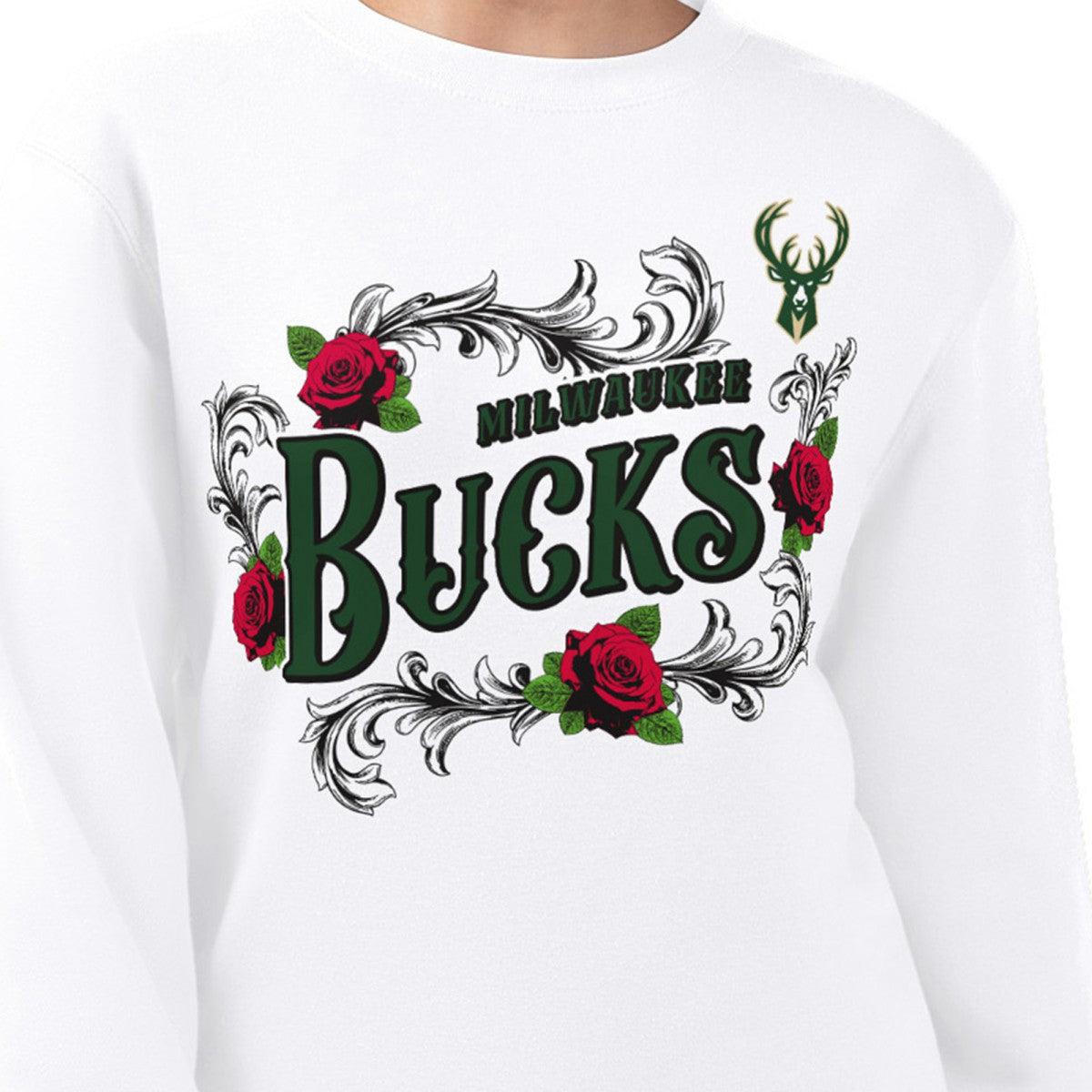 NBA Milwaukee Bucks G-III 4Her by Carl Banks Women's Roses Fleece Tri-Blend Sweatshirt