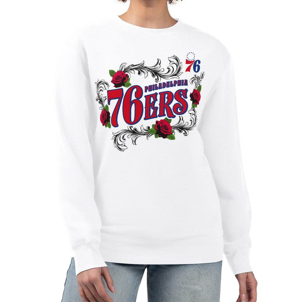 NBA Philadelphia 76ers G-III 4Her by Carl Banks Women's Roses Fleece Tri-Blend Sweatshirt