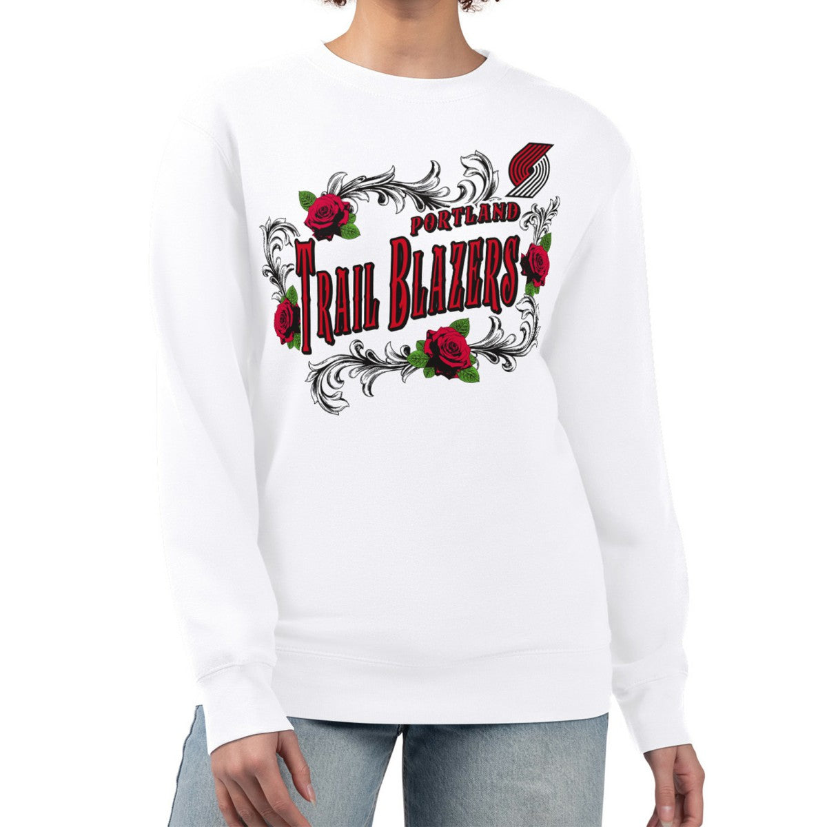 NBA Portland Trail Blazers G-III 4Her by Carl Banks Women's Roses Fleece Tri-Blend Sweatshirt
