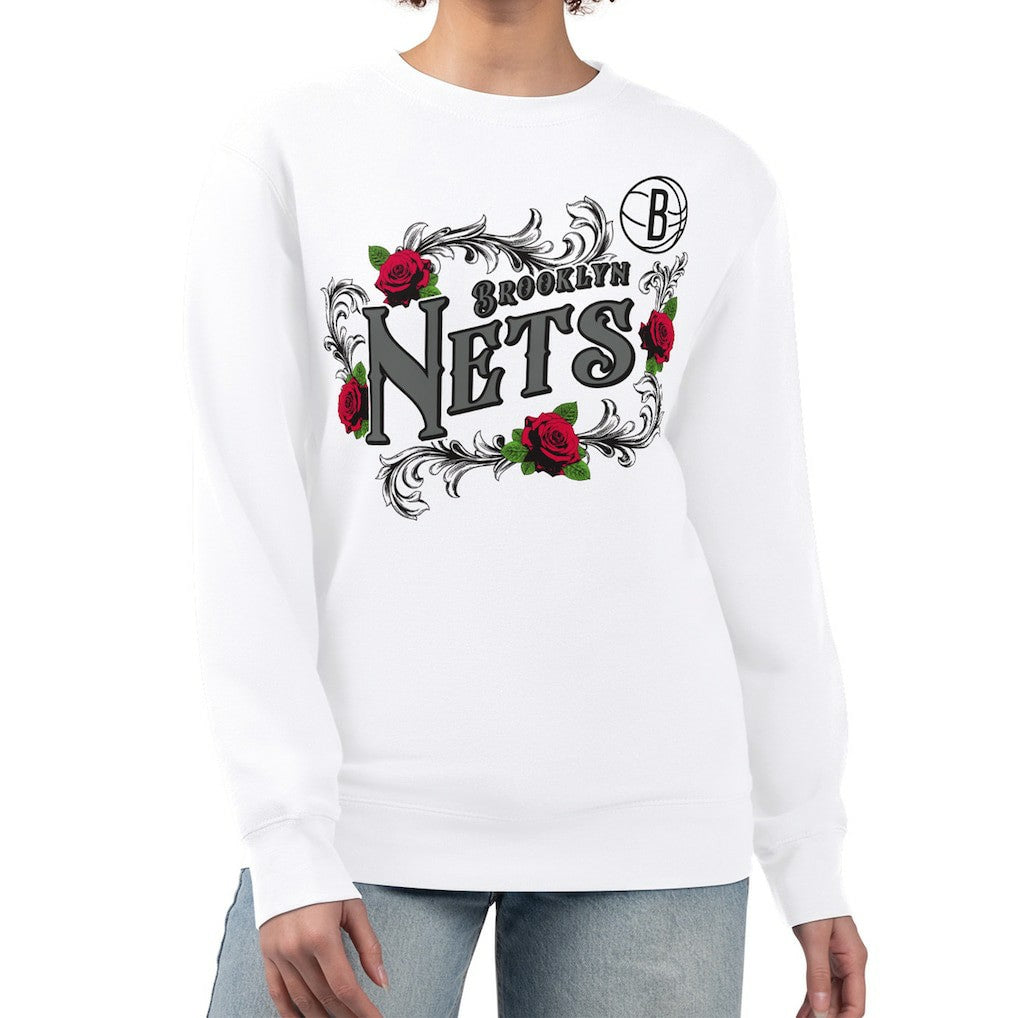NBA Brooklyn Nets G-III 4Her by Carl Banks Women's Roses Fleece Tri-Blend Sweatshirt