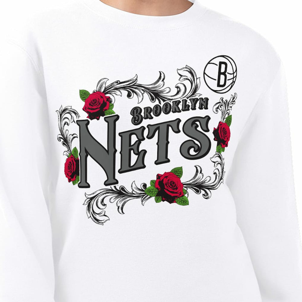 NBA Brooklyn Nets G-III 4Her by Carl Banks Women's Roses Fleece Tri-Blend Sweatshirt