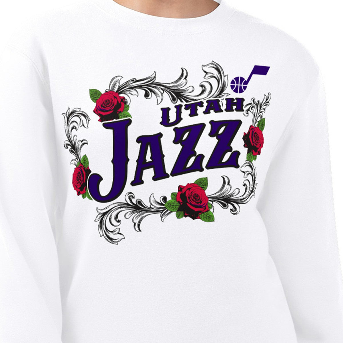 NBA Utah Jazz G-III 4Her by Carl Banks Women's Roses Fleece Tri-Blend Sweatshirt