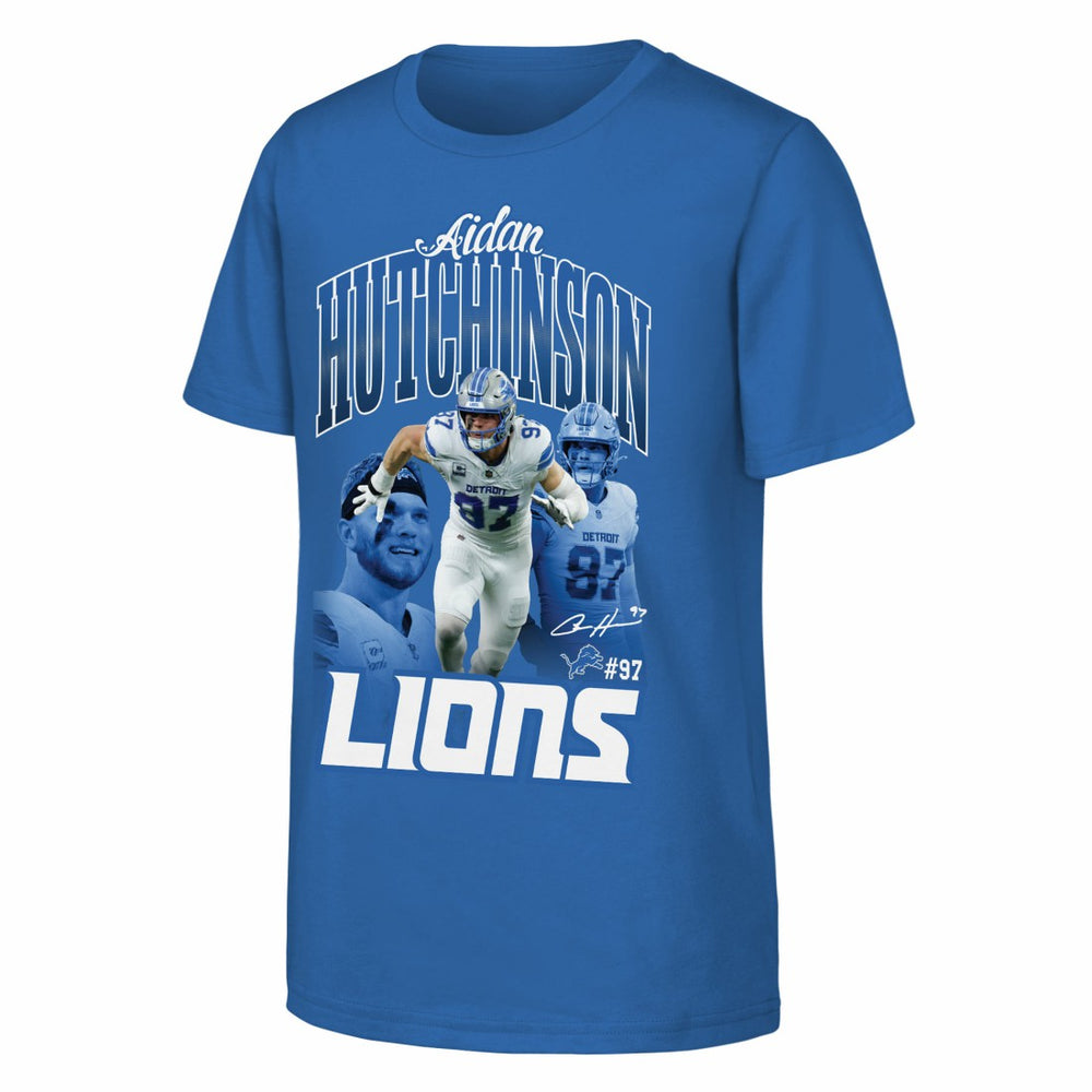 Aidan Hutchinson  Outerstuff Youth Triple Pic T-Shirt - Detroit Lions