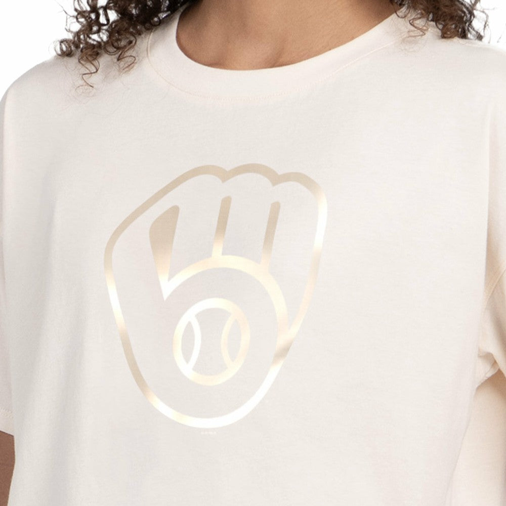 MLB Milwaukee Brewers Starter Women's Pastels Boxy Cropped T-Shirt