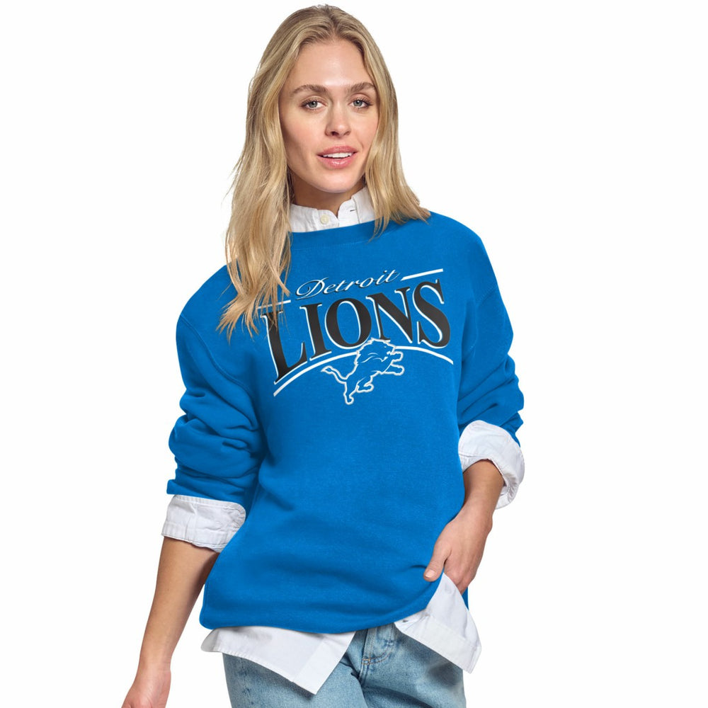 Starter Women's Arch Stripe Fleece Crewneck Sweatshirt - Detroit Lions