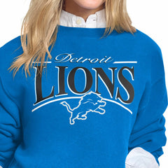 Starter Women's Arch Stripe Fleece Crewneck Sweatshirt - Detroit Lions