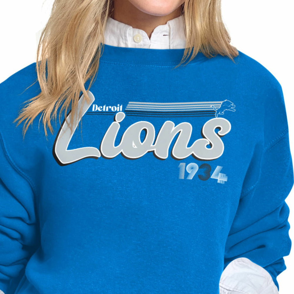 Starter Women's Groovy Script Fleece Crewneck Sweatshirt - Detroit Lions