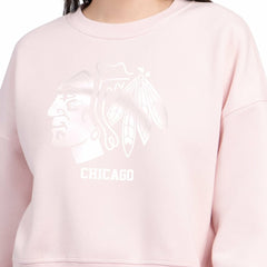 NHL Pink Chicago Blackhawks Starter Women's Boxy Cropped Sweatshirt