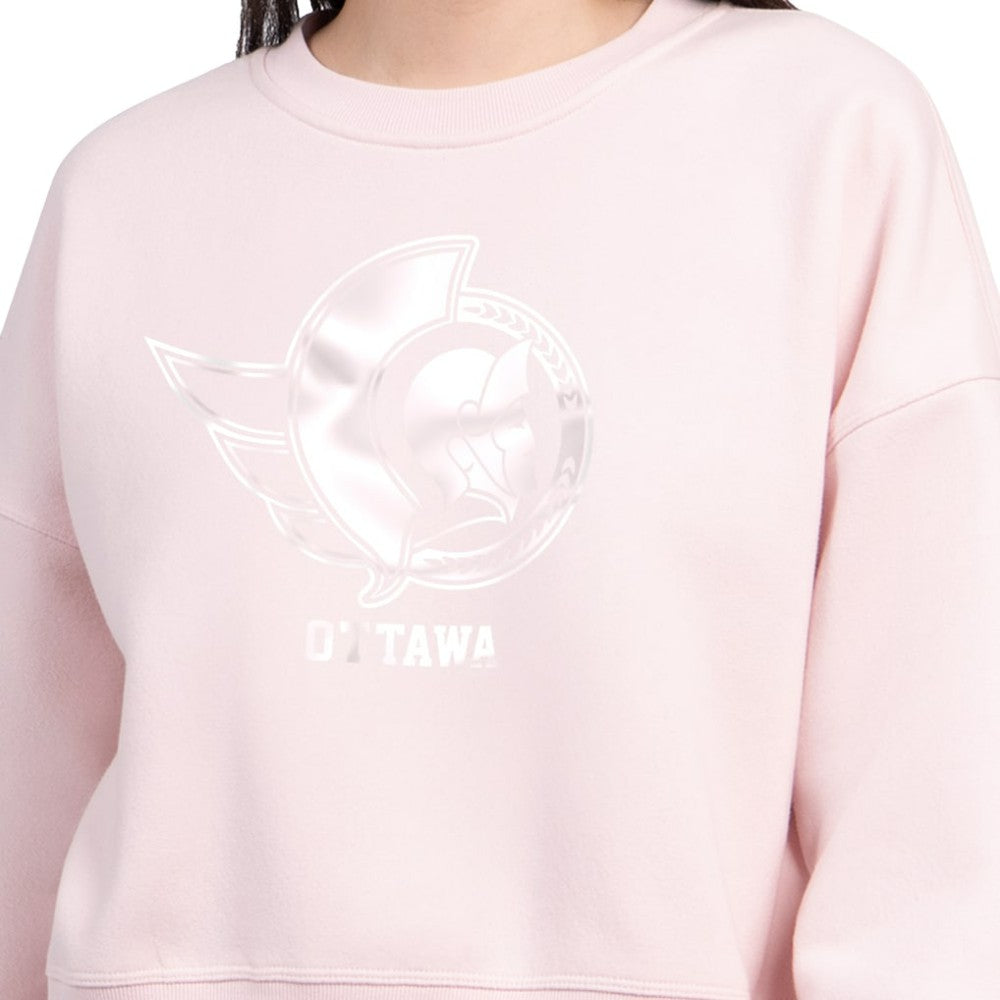 NHL Pink Ottawa Senators Starter Women's Boxy Cropped Sweatshirt