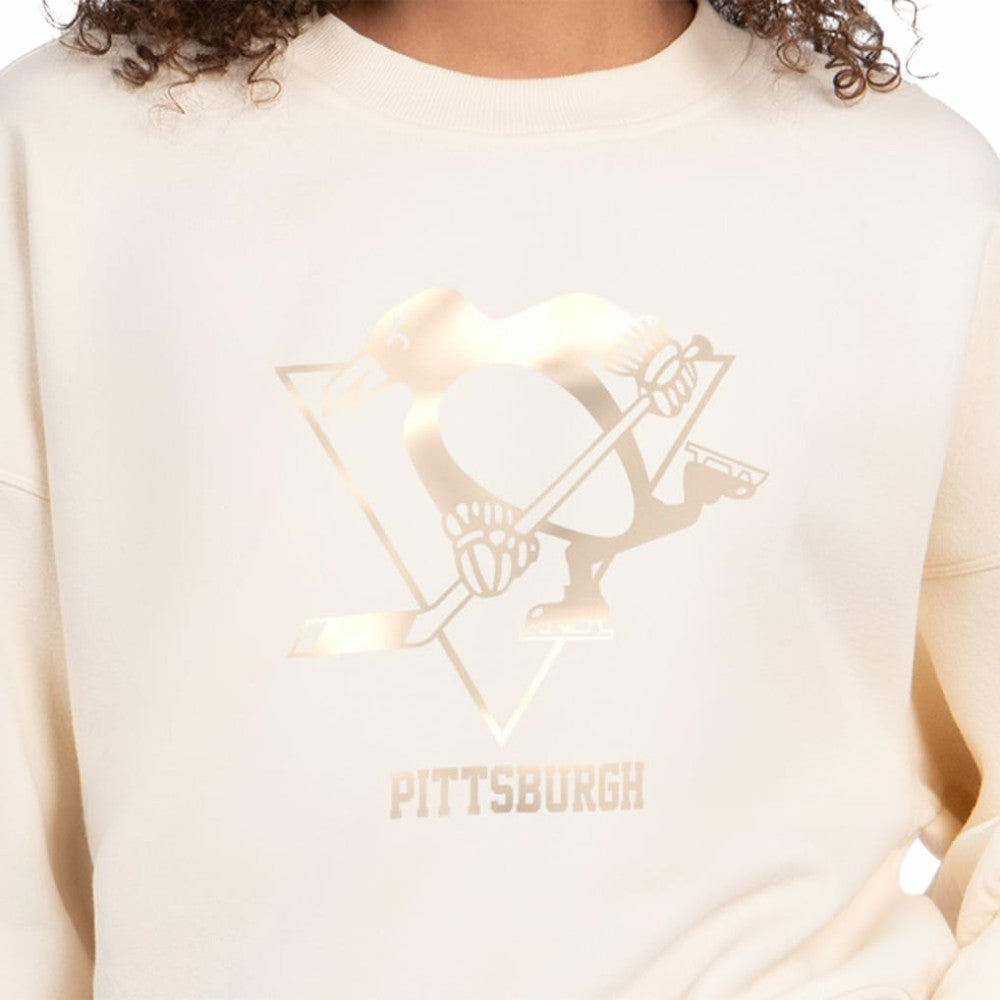 NHL Cream Pittsburgh Penguins Starter Women's Boxy Cropped Sweatshirt