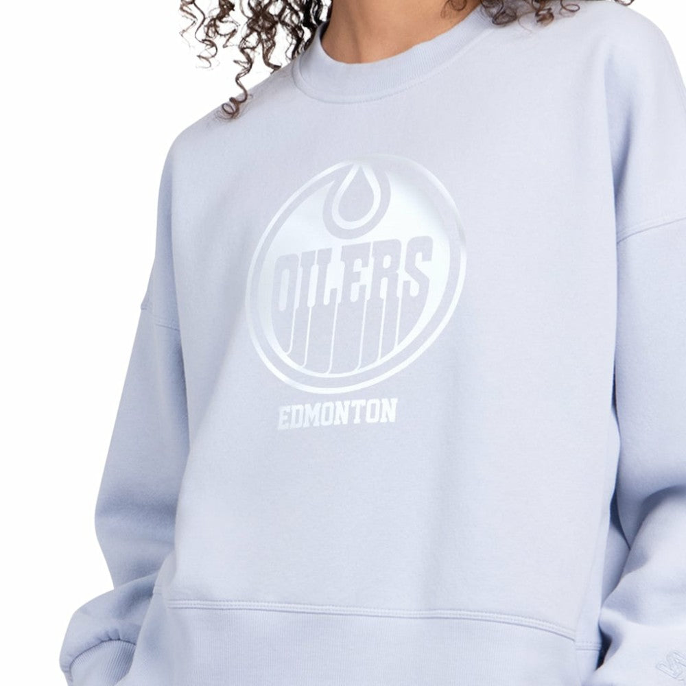 NHL Blue Edmonton Oilers Starter Women's Boxy Cropped Sweatshirt