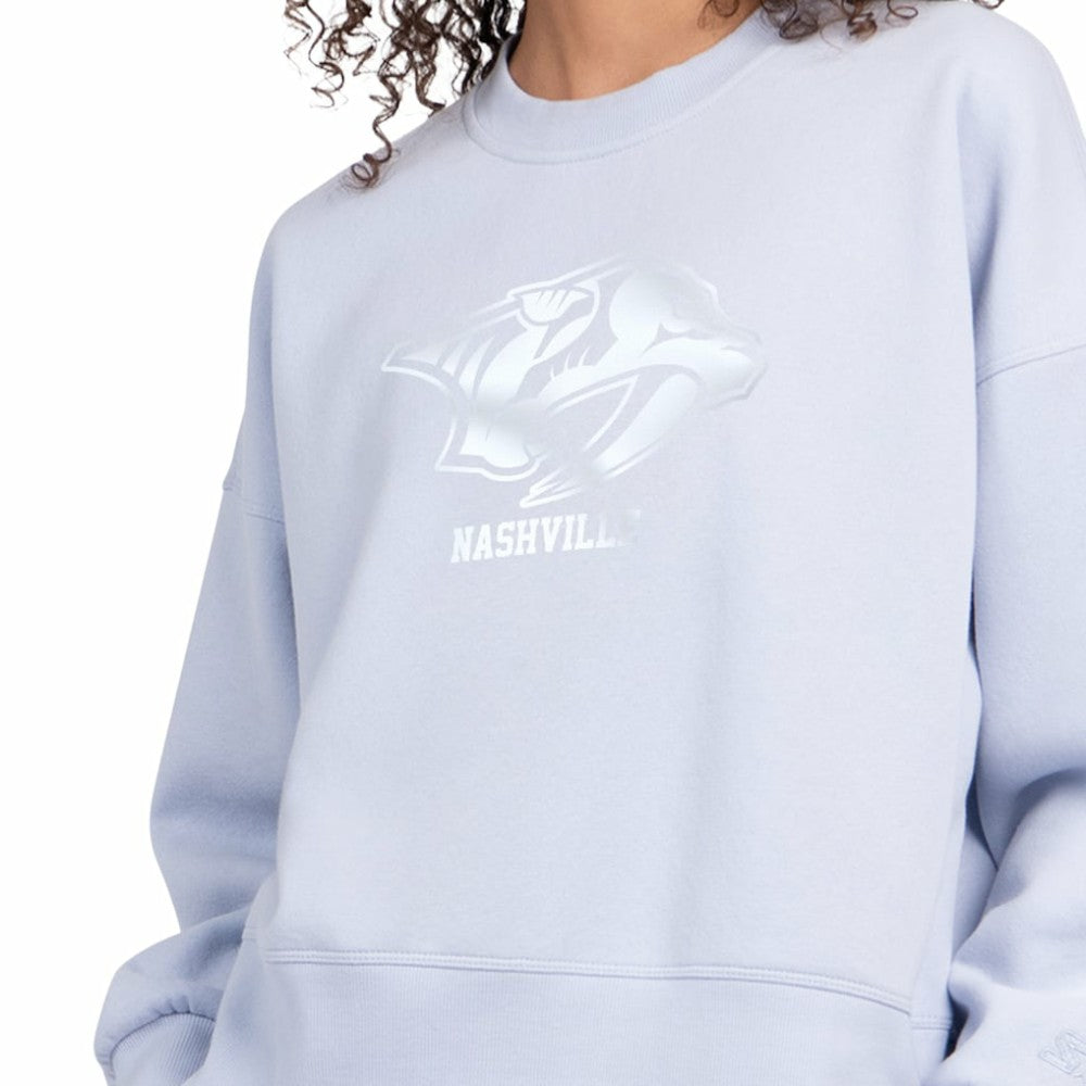 NHL Blue Nashville Predators Starter Women's Boxy Cropped Sweatshirt