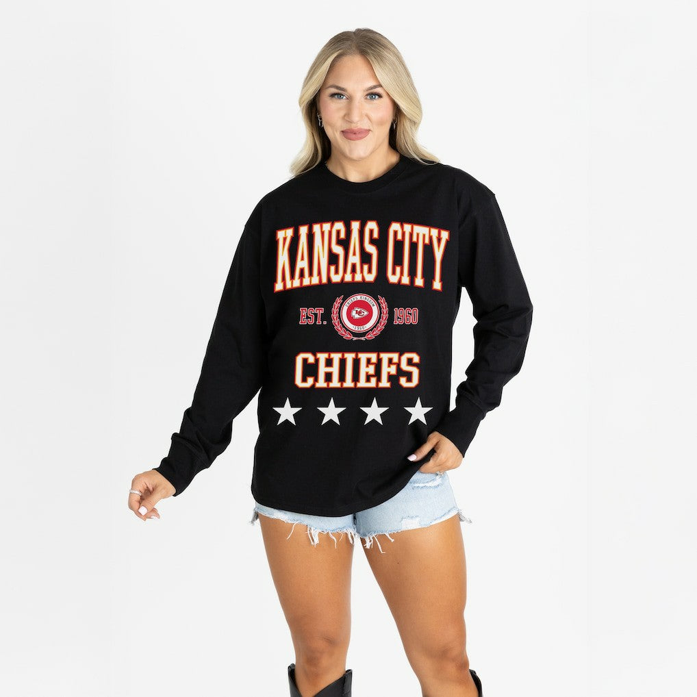 Gameday Couture Women's Oversized Everyday Star Long Sleeve T-Shirt - Kansas City Chiefs