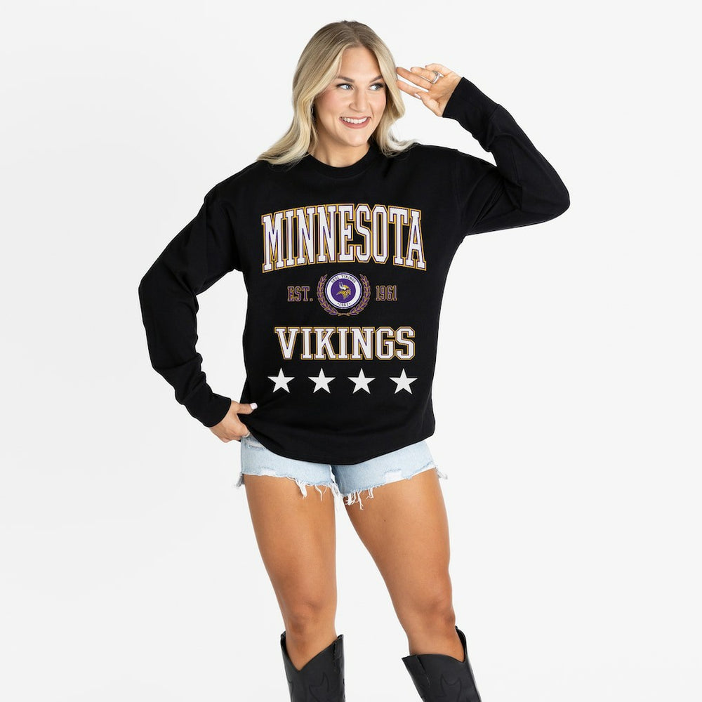 Gameday Couture Women's Oversized Everyday Star Long Sleeve T-Shirt - Minnesota Vikings